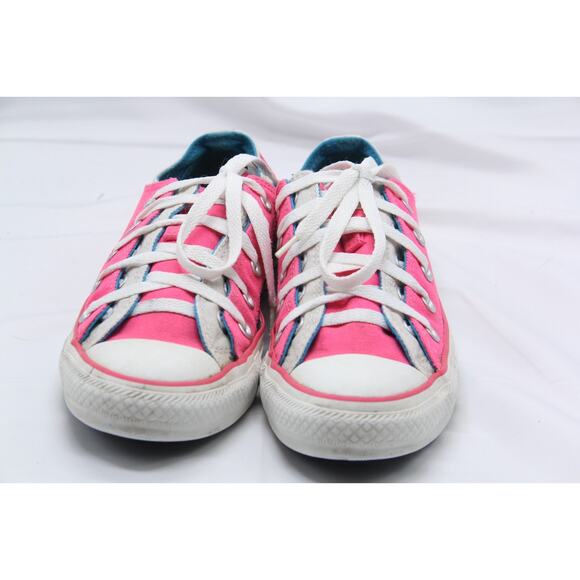 Converse Chuck Taylor All Star Shoes Womens 6 Hot Pink Double Tongue Low Canvas - Picture 3 of 10